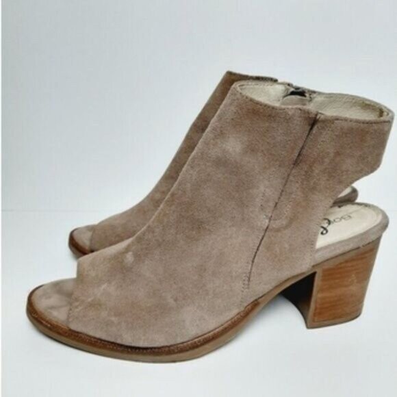 BOS. & CO. Celeste Peep-Toe Ankle Boots Heels Chunky Heel Genuine Suede Sz 9 - Picture 6 of 11